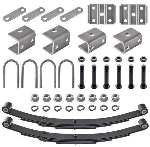 25-1/4 Leaf Spring with 5-1/2 U Bolts Trailer Axle Suspension Kit Fit for 3500lb Round Axle (Shackle Strap+Hanger+Leaf Spring+U-Bolt)