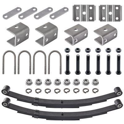 25-1/4 Leaf Spring with 5-1/2 U Bolts Trailer Axle Suspension Kit Fit for 3500lb Round Axle (Shackle Strap+Hanger+Leaf Spring+U-Bolt)