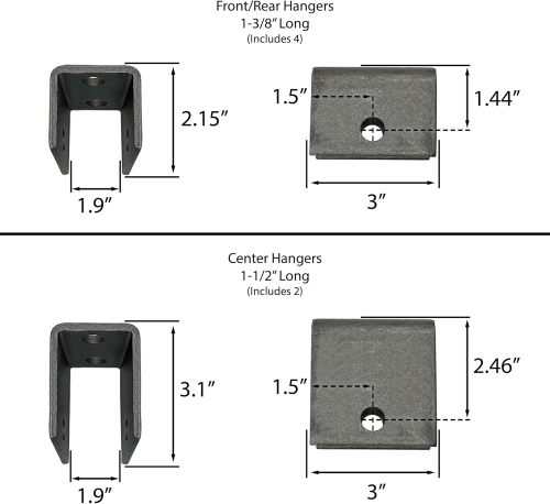 Tandem Axle Trailer Double Eye Leaf Spring Suspension Hanger Kit - 2,000-7,000 lbs (Tandem Axle)