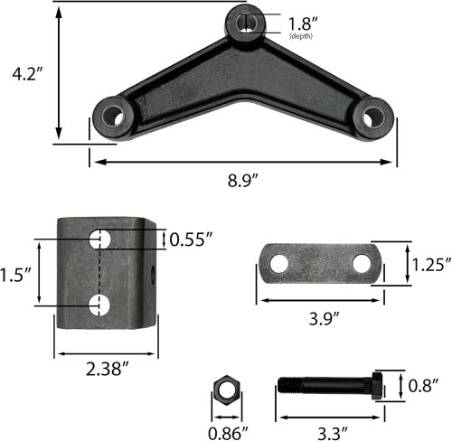 Tandem Axle Trailer Double Eye Leaf Spring Suspension Hanger Kit - 2,000-7,000 lbs (Tandem Axle)