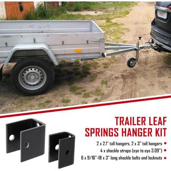 Trailer Leaf Springs Hanger Kit for Double Eye Springs Single Axle Suspension (2,000-7,000 lb Axles)