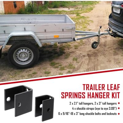 Trailer Leaf Springs Hanger Kit for Double Eye Springs Single Axle Suspension (2,000-7,000 lb Axles)