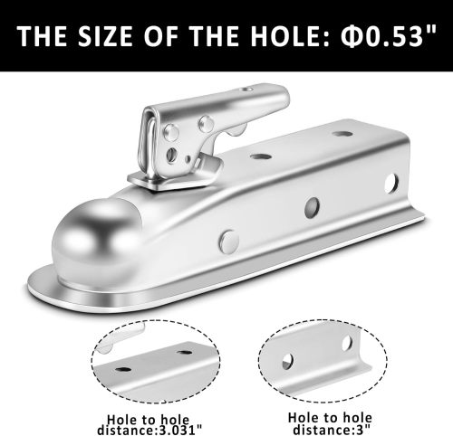 Straight Trailer Tongue Coupler for 2" Ball, 2" Channel Width Trailer Coupler 3,500LBS