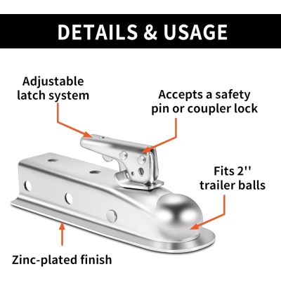 Straight Trailer Tongue Coupler for 2
