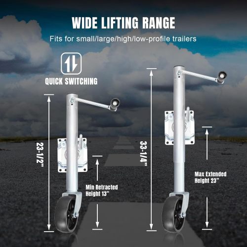 1000 lbs Trailer Jack with Wheel, Heavy Duty Swivel Boat Trailer Jack Single Whee, 10" Lift, Bolt-on Trailer Tongue Jack for RV Boat