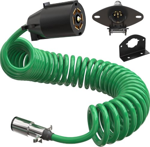 Trailer Cable - Heavy Duty Steel Wire Coiled Safety Cables Strap for RV Towing Trailer - Stainless Steel Spring Towing Coil for Enhanced Durability - Extends up to 6ft
