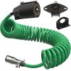 Trailer Cable - Heavy Duty Steel Wire Coiled Safety Cables Strap for RV Towing Trailer - Stainless Steel Spring Towing Coil for Enhanced Durability - Extends up to 6ft