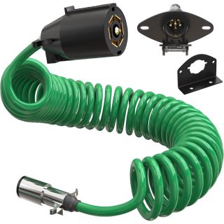 Trailer Cable - Heavy Duty Steel Wire Coiled Safety Cables Strap for RV Towing Trailer - Stainless Steel Spring Towing Coil for Enhanced Durability - Extends up to 6ft