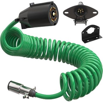 Trailer Cable - Heavy Duty Steel Wire Coiled Safety Cables Strap for RV Towing Trailer - Stainless Steel Spring Towing Coil for Enhanced Durability - Extends up to 6ft