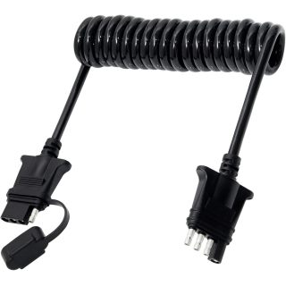 7.5ft 4 Pin Flat Trailer Wire Extension Coiled Cable, 4 Way Vehicle-Side and Trailer-Side Trailer Wiring Harness Adapter, Heavy Duty Jacketed Cable Trailer Light Extension Cord 7.5 Feet 90 Inch
