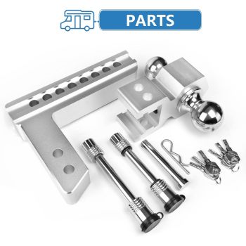 Adjustable Trailer Hitch - 8 Inch Drop Hitch (Fits 2-Inch Receiver), 12,500 LBS GTW Aluminum Tow Hitch, (2