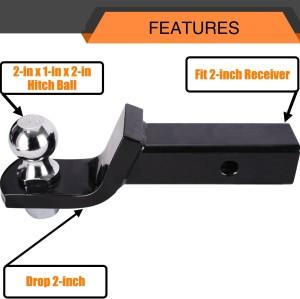 2-Inch Trailer Hitch Ball Mount, Heavy-Duty Steel, 7,500 lbs Capacity, 2