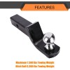 2-Inch Trailer Hitch Ball Mount, Heavy-Duty Steel, 7,500 lbs Capacity, 2" Drop, 3/4" Rise, 2" Trailer Ball & 5/8" Hitch Pin Included