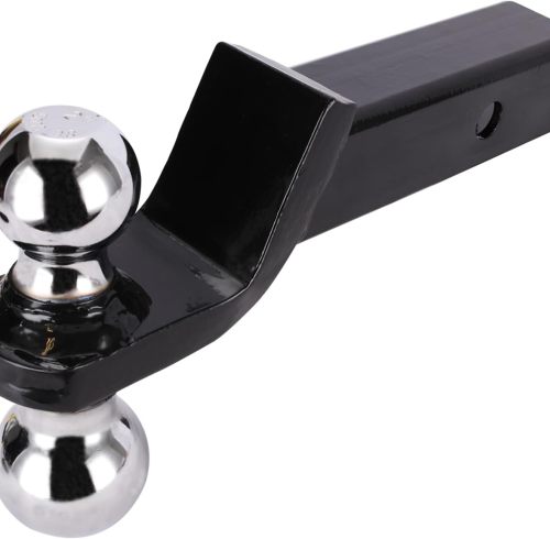 Dual-Ball Welded Trailer Ball Mount, 2-inch (5000lbs) & 2-5/16-inch (7500lbs) - Drop 2”, Length 8-1/4”, Hollow, Black Powder Coat