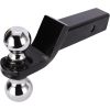 Dual-Ball Welded Trailer Ball Mount, 2-inch (5000lbs) & 2-5/16-inch (7500lbs) - Drop 2”, Length 8-1/4”, Hollow, Black Powder Coat