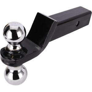 Dual-Ball Welded Trailer Ball Mount, 2-inch (5000lbs) & 2-5/16-inch (7500lbs) - Drop 2”, Length 8-1/4”, Hollow, Black Powder Coat