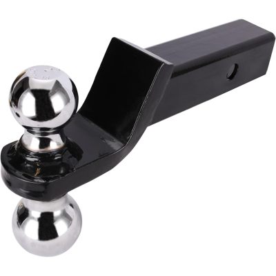 Dual-Ball Welded Trailer Ball Mount, 2-inch (5000lbs) & 2-5/16-inch (7500lbs) - Drop 2”, Length 8-1/4”, Hollow, Black Powder Coat