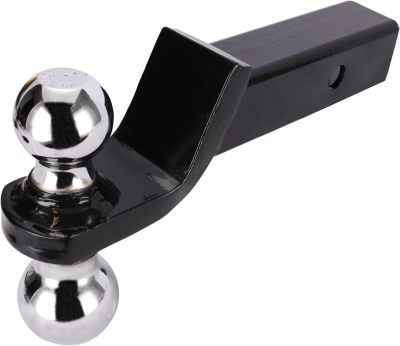 Dual-Ball Welded Trailer Ball Mount, 2-inch (5000lbs) & 2-5/16-inch (7500lbs) - Drop 2”, Length 8-1/4”, Hollow, Black Powder Coat