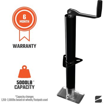 Top-Wind A-Frame Trailer Jack with a Rectangular Footpad | 5000lb Capacity A-Frame | Great for Trailers, Boats, Campers, & More