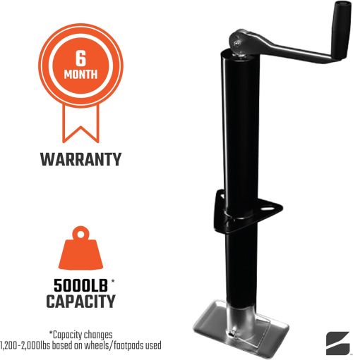 Top-Wind A-Frame Trailer Jack with a Rectangular Footpad | 5000lb Capacity A-Frame | Great for Trailers, Boats, Campers, & More