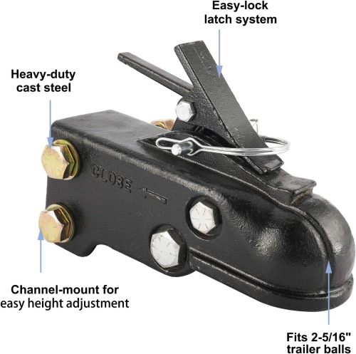 2-5/16" Ball Heavy Duty Channel-Mount Adjustable Trailer Coupler,Capacity 15,000LBS