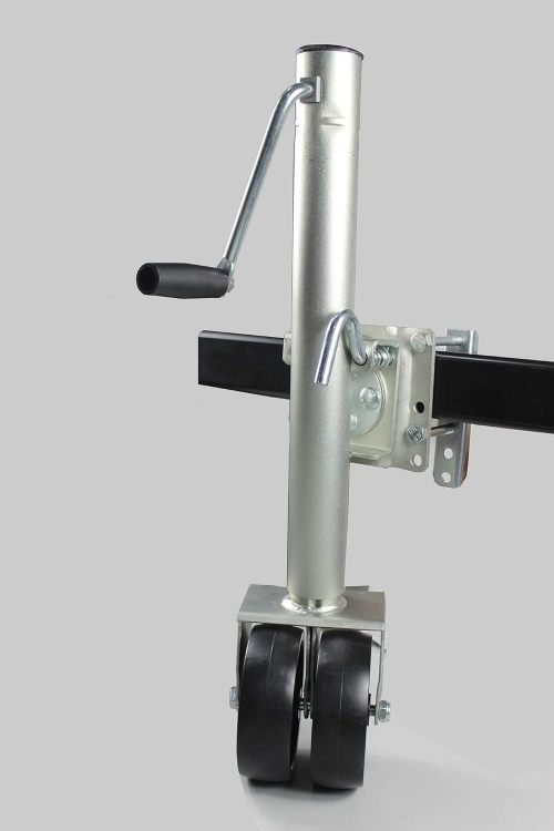 Trailer Jack with Dual Wheels - 26-1/2" to 38" Lift Swing Back - 1500 lbs. Capacity ,Zinc, Grey