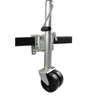Trailer Jack with Dual Wheels - 26-1/2" to 38" Lift Swing Back - 1500 lbs. Capacity ,Zinc, Grey