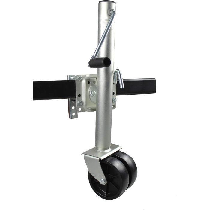 Trailer Jack with Dual Wheels - 26-1/2" to 38" Lift Swing Back - 1500 lbs. Capacity ,Zinc, Grey