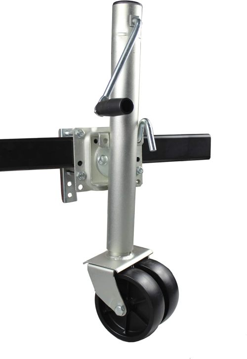 Trailer Jack with Dual Wheels - 26-1/2" to 38" Lift Swing Back - 1500 lbs. Capacity ,Zinc, Grey