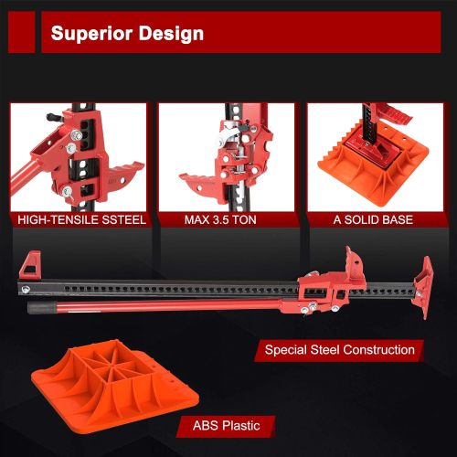 Farm Jack 48" with Jack Base Mate,High Lift Tire Jack Stand Plate Offroad Sand Mud Snow Recovery Kit for Car Truck Jeep ATV SUV UTV