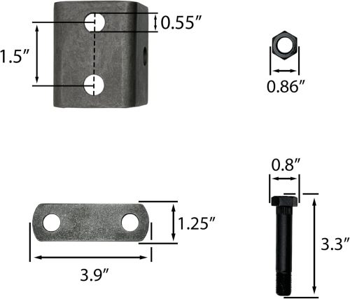 Single Axle Trailer Double Eye Leaf Spring Suspension Hanger Kit - 2,000-7,000 lbs (Single Axle)