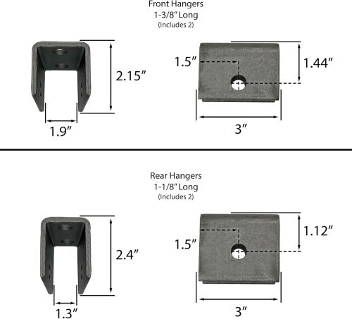 Single Axle Trailer Double Eye Leaf Spring Suspension Hanger Kit - 2,000-7,000 lbs (Single Axle)