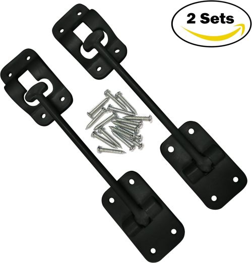 6" RV Door Holder - T Style Trailer Door Holder for RV Door Latches for Outside Door - Fits Camper, Trailer and Motorhome - Black 2 Pack with Hardware