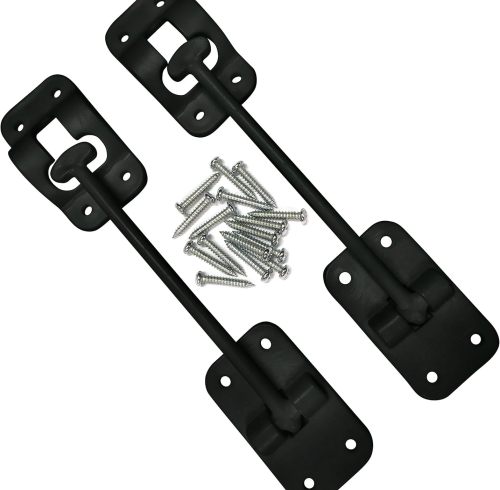6" RV Door Holder - T Style Trailer Door Holder for RV Door Latches for Outside Door - Fits Camper, Trailer and Motorhome - Black 2 Pack with Hardware