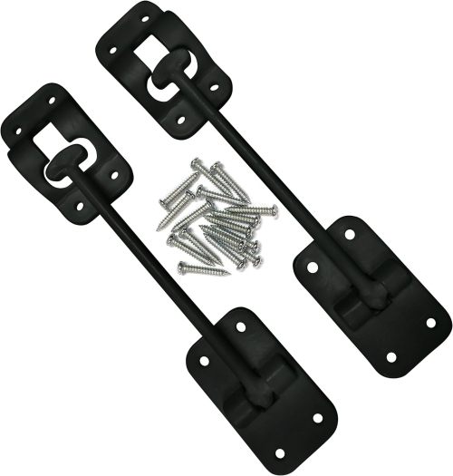 6" RV Door Holder - T Style Trailer Door Holder for RV Door Latches for Outside Door - Fits Camper, Trailer and Motorhome - Black 2 Pack with Hardware