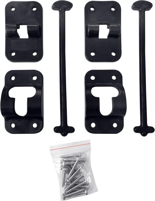 6" RV Door Holder - T Style Trailer Door Holder for RV Door Latches for Outside Door - Fits Camper, Trailer and Motorhome - Black 2 Pack with Hardware