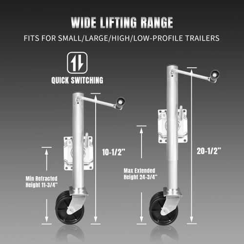 1 Torin Boat Trailer Jack with Dual Wheel: Heavy Duty Swing-Back Bolt-On Trailer Jack, 3/4 Ton (1,500 lb.) Capacity