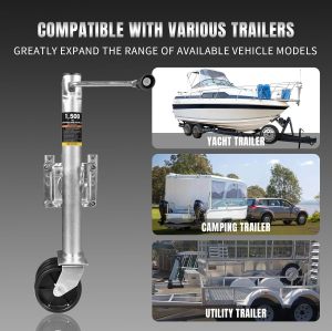 1 Torin Boat Trailer Jack with Dual Wheel: Heavy Duty Swing-Back Bolt-On Trailer Jack, 3/4 Ton (1,500 lb.) Capacity