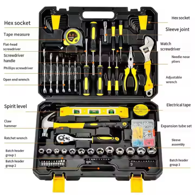 ATLI ATCT1039 108 Pieces Socket Wrench Auto Repair Tool Combination Package Mixed Tool Set Hand Tool Kit with Plastic Toolbox Storage Case