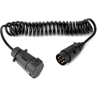 3M 7 Pin Trailer Light Board Extension Lead Coiled Cable with Male to Female Towing Adapter Plug Socket for Car Caravan Truck
