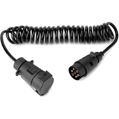 3M 7 Pin Trailer Light Board Extension Lead Coiled Cable with Male to Female Towing Adapter Plug Socket for Car Caravan Truck