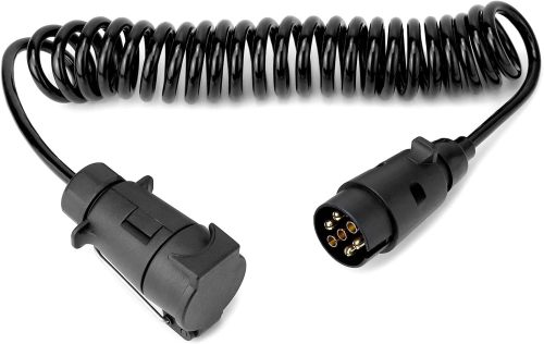 3M 7 Pin Trailer Light Board Extension Lead Coiled Cable with Male to Female Towing Adapter Plug Socket for Car Caravan Truck