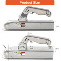 Trailer Hitch Trailer Coupling Heavy Duty Cast Steel Trailer Hitch for 50mm Tow Ball and 50mm Square Trailer Drawbar, Maximum load capacity 800kg