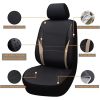 ATSC-4076 Universal Leather Car Seat Full Set Black and Beige Car Seat Cover