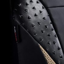 ATSC4076 Universal Leather Car Seat Full Set Black and Beige Car Seat Cover