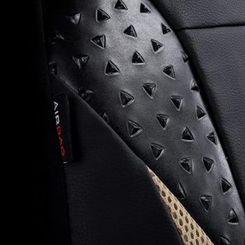 ATSC4076 Universal Leather Car Seat Full Set Black and Beige Car Seat Cover