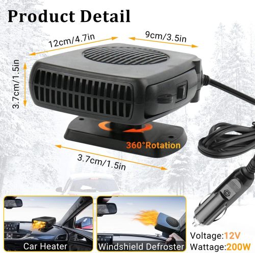 12V 200W Car Heater Windshield Defroster with Heating/Cooling Fan