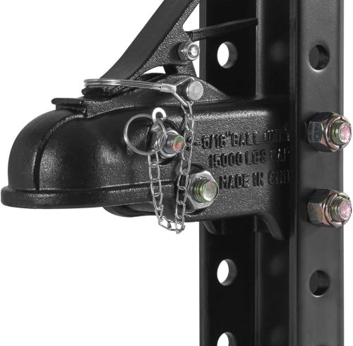 Adjustable Trailer Coupler and 5-Position Channel Bracket Kit, 2-5/16" Hitch Ball, 15000 lbs Capacity, Heavy Duty Cast Channel-Mount Coupler, for Towing Camper, Pickup Truck, SUV, Black Coating