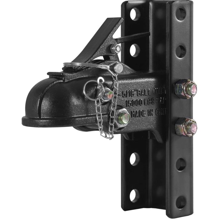 Adjustable Trailer Coupler and 5-Position Channel Bracket Kit, 2-5/16" Hitch Ball, 15000 lbs Capacity, Heavy Duty Cast Channel-Mount Coupler, for Towing Camper, Pickup Truck, SUV, Black Coating