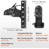 Adjustable Trailer Coupler and 5-Position Channel Bracket Kit, 2-5/16" Hitch Ball, 15000 lbs Capacity, Heavy Duty Cast Channel-Mount Coupler, for Towing Camper, Pickup Truck, SUV, Black Coating